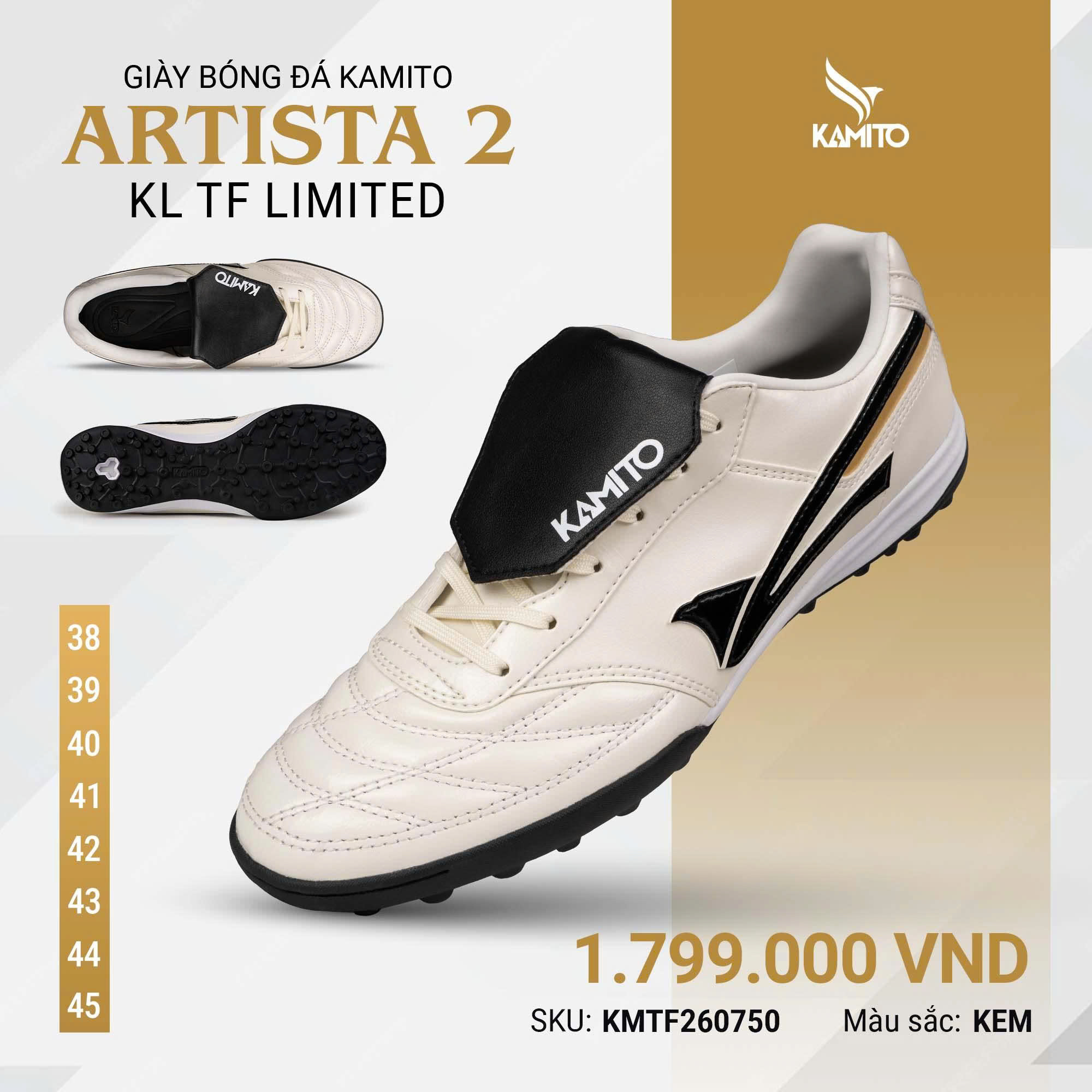 Kamito Artista 2 KL TF - Giày đá bóng sân cỏ nhân tạo Kamito chính hãng giá tốt